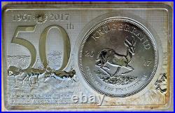 2017 South Africa Krugerrand 50th Anniversary 3 oz Silver Coin-Bar #0079