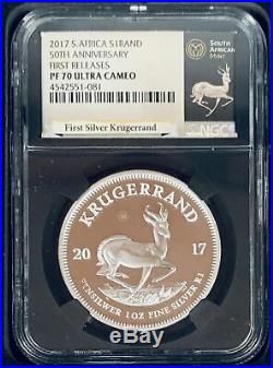 2017 South Africa Krugerrand 50th Anniversary Set NGC PF70 UCAM & SP70 Wood Box