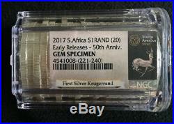 2017 South Africa Krugerrand Early Releases Silver NGC GEM SPECIMEN Roll of (20)