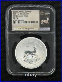 2017 South Africa Krugerrand First Day IssueNGC SP70 1oz Silver #72