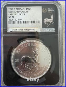 2017 South Africa Silver $1 Rand 50th Anniversary Early Release SP70 NGC + COA