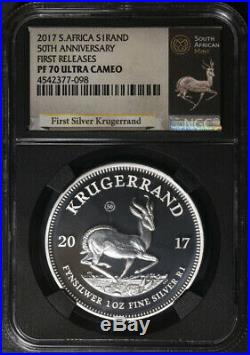 2017 South Africa Silver 1 Rand NGC PF70 Ultra Cam 50th Anniv 1st Releases Label