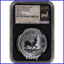 2017 South Africa Silver Krugerrand 1 oz 1 Rand NGC SP70 First Day Issue Black