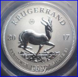 2017 South Africa Silver Krugerrand 50th Anniv Anacs Ms69dcam (1)