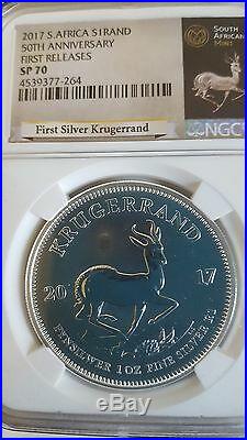 2017 South Africa Silver Krugerrand 50th Anniversary NGC SP70 EARLY RELEASE