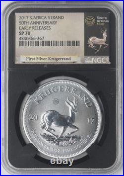 2017 South Africa Silver Krugerrand 50th Privy NGC SP70 ER withCOA? COINGIANTS