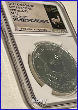2017 South Africa Silver Krugerrand First Releases NGC SP70 50th Anniversary COA