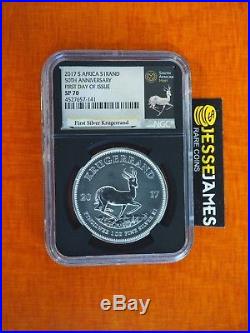 2017 South Africa Silver Krugerrand Ngc Sp70 First Day Of Issue 50th Ann Fdi