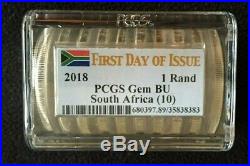 2018 1 Rand 1oz Silver Krugerrand (Roll of 10) PCGS Gem BU First Day Issue
