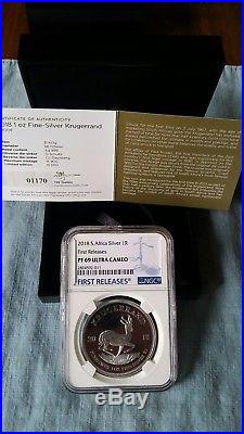 2018 1oz Silver PROOF Krugerrand NGC PF69 FIRST RELEASES ALL OMP With COA