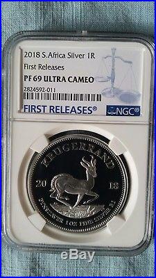 2018 1oz Silver PROOF Krugerrand NGC PF69 FIRST RELEASES ALL OMP With COA