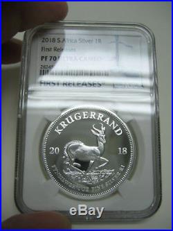 2018 1oz Silver PROOF Krugerrand NGC PF70 FIRST RELEASES withOGP & LOW COA #249