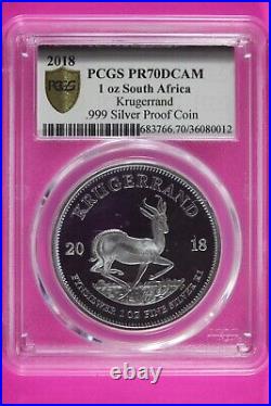 2018 PR 70 South Africa Krugarand 1 OZ Silver Coin PCGS Graded Authentic 527