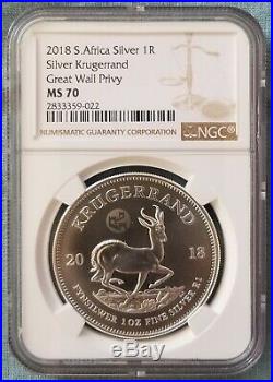 2018 SA Silver Krugerrand Great Wall Privy NGC MS70 TOP POP (20)
