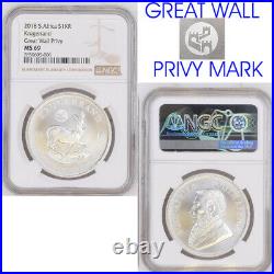 2018 SILVER KRUGERRAND great wall PRIVY MS 69 ngc south africa 1 rand r1 BICE 5