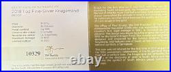 2018 SILVER SOUTH AFRICA PROOF KRUGERRAND 1 OZ COIN with BOX & COA