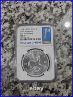 2018 S. Africa 1 oz Silver Krugerrand 1R NGC PF 70 First Releases Est. Value$225