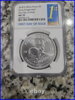 2018 S. Africa 1 oz Silver Krugerrand 1R NGC PF 70 First Releases Est. Value$225