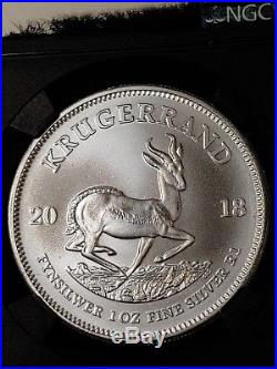2018 S. Africa R. 1 Oz Silver Krugerrand NGC MS70 FIRST DAY OF PRODUCTION RARE
