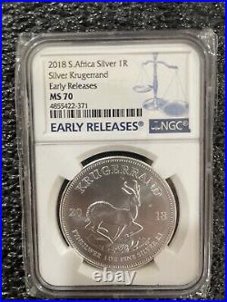 2018 S. Africa Silver Ir Silver krugerrand Early Release MS 70