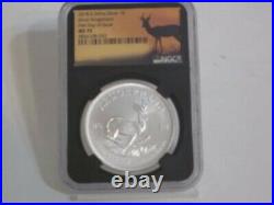 2018 S. Africa Silver Krugerrand Ngc Ms70 First Day Issue Fdi Black Core