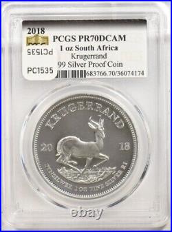 2018 Silver 1oz South Africa Krugerrand PCGS Proof 70DCAM PC1535