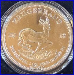 2018 Silver South Africa Proof Krugerrand 1 Oz Coin Box Coa
