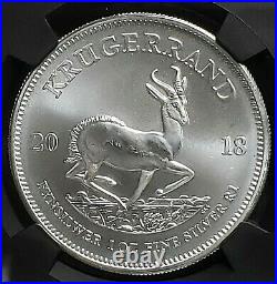 2018 Silver South African Krugerrand, 1R, NGC MS70 RARE, 1 of first 1,000 Struck
