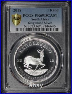 2018 South Africa 1 Rand Silver Krugerrand 1 oz PCGS PR-69 DCAM