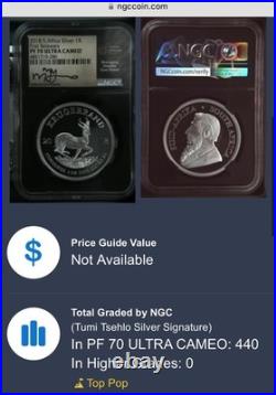 2018-South Africa- 1 Silver Krugerrand- NGC -PF70UC- Tumi Tsehlo- First Release