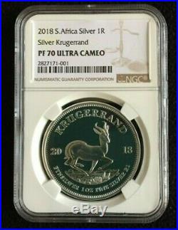 2018 South Africa 1oz PROOF Silver Krugerrand NGC PF70 UC with Full OGP COA# 926