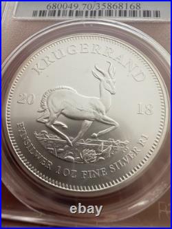 2018 South Africa Krugerrand 1 Rand 1 oz Silver PCGS MS70 First Day of Issue