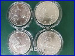 2018 South Africa Krugerrand 999 Silver 1 oz Bullion Coin in coin Capsule x 4