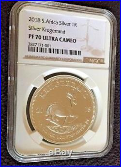 2018 South Africa PROOF PF70UC Silver 1 Rand Krugerrand 1 ounce with OGP & COA