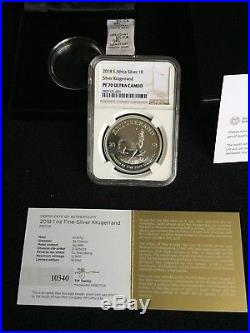 2018 South Africa PROOF PF70UC Silver 1 Rand Krugerrand 1 ounce with OGP & COA
