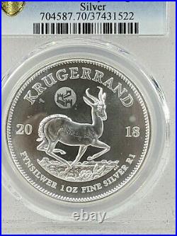 2018 South Africa Silver 1oz Krugerrand Great Wall Privy PCGS MS-70