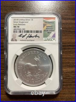 2018 South Africa Silver Krugerrand 1R NGC MS 70 Ed Harbuz Signature Early Rel 2018 South Africa Silver Krugerrand 1R NGC MS 70 Ed Harbuz Signature Early Rel