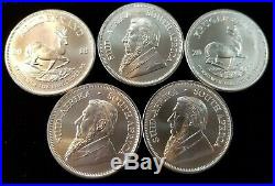2018 South Africa Silver Krugerrand 1 Oz. 999 Lot Of 5 From Government Tube