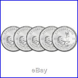 2018 South Africa Silver Krugerrand 1 oz 1 Rand BU Five 5 Coins