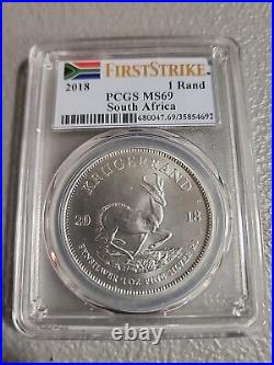 2018 South Africa Silver Krugerrand 1 oz 1 Rand MS69 PCGS First Strike