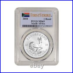 2018 South Africa Silver Krugerrand 1 oz 1 Rand MS69 PCGS First Strike