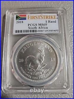 2018 South Africa Silver Krugerrand 1 oz 1 Rand MS69 PCGS First Strike