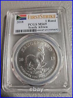 2018 South Africa Silver Krugerrand 1 oz 1 Rand MS69 PCGS First Strike