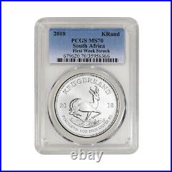 2018 South Africa Silver Krugerrand 1 oz 1 Rand MS70 PCGS First Strike