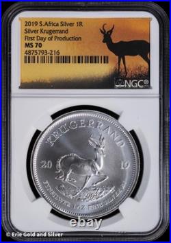 2019 1R South Africa Silver Krugerrand NGC MS 70 FDOP