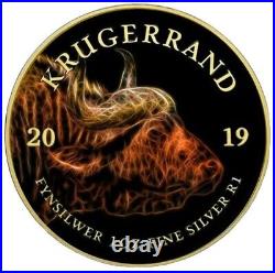 2019 1 Oz Silver South Africa BIG FIVE BUFFALO KRUGERRAND Gilded Colored Coin