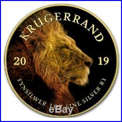2019 1 Oz Silver The Africa Big Five VOLTAIC LION KRUGERRAND Coin WITH 24K GOLD