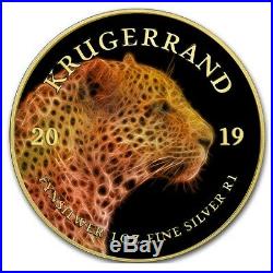 2019 1 Oz Silver The African Big Five VOLTAIC LEOPARD KRUGERRAND Coin, 24K GOLD