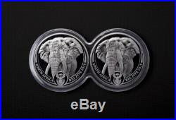 2019 1 Oz South Africa Big Five Elephant. 999 Silver Proof 2 Coin Set (presale)