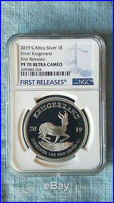 2019 1oz Silver Proof Krugerrand NGC PF70 FIRST RELEASES WithALL MINT PACKAGING